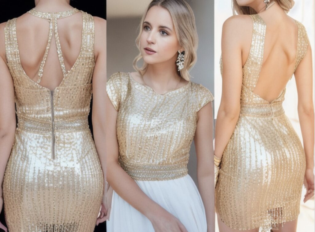 стильное золотое платье на новый год